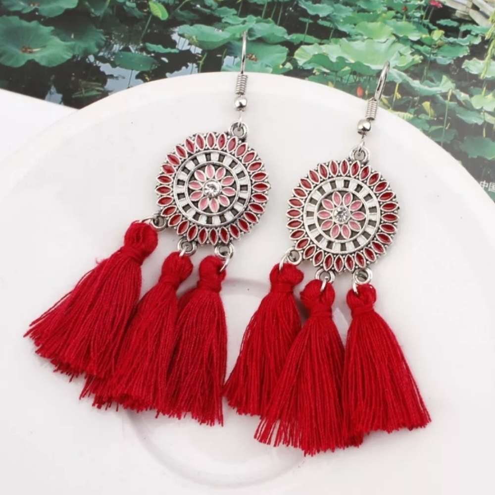 Western Tribal Tassel Dangling Earrings